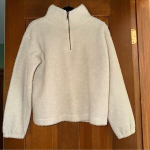 LOFT Cream Sherpa Zip Pullover Size Small
